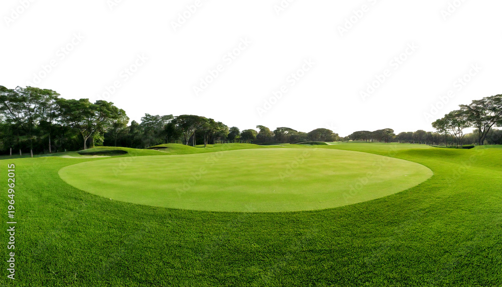 Fototapeta premium Landscape view of golf court isolated on transparent or white background