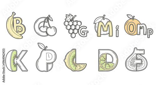 Alphabet made of fruit and vegetables 1.