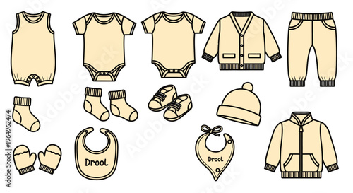 Baby clothes and accessories set.