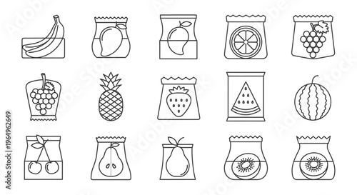 Food icons in paper bags.