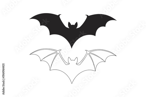 Halloween Bat Vector Silhouette – Flying Bat Icon Isolated for Spooky Design