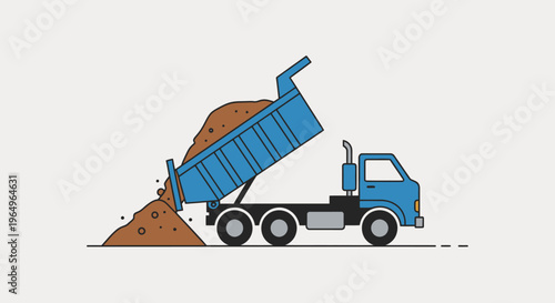 Blue dump truck with sand load.
