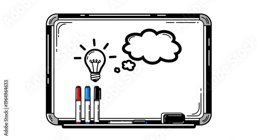 Blackboard with lightbulb and thought bubble.