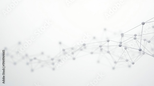 Abstract network of nodes and lines fading into the distance on a white backdrop, symbolizing connectivity and data transmission, abstract background, technology background