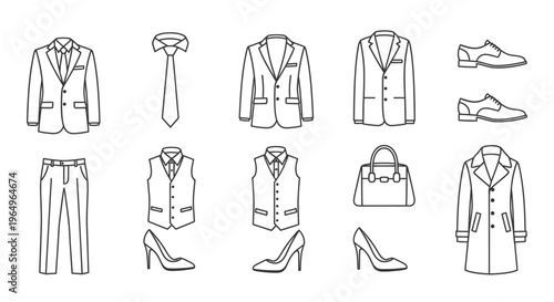 Collection of business clothing and accessories.