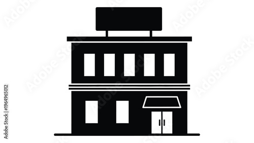 Simple two story building with billboard