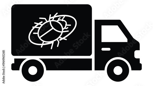 Delivery truck with barbed wire bale illustration