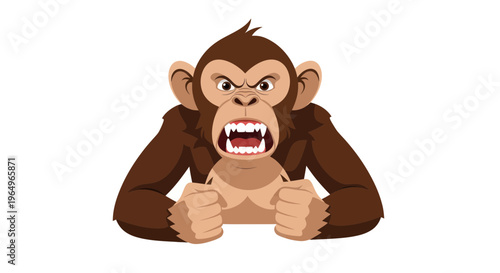 Angry Monkey Grinning with Bared Teeth, Aggressive Ape Face