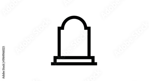 Minimalist Gravestone Icon, Cemetery Monument, Death Symbol, Funeral Vector