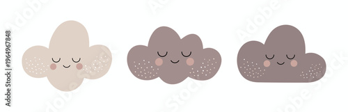 Cute cloud illustration with hello text in neutral nursery tones set