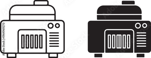 Black and white line of projectors on white background line black and white