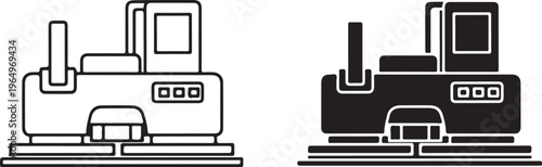 Black and white line of two printer machines line black and white