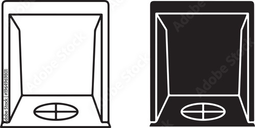 Black and white of recessed openings with oval shapes