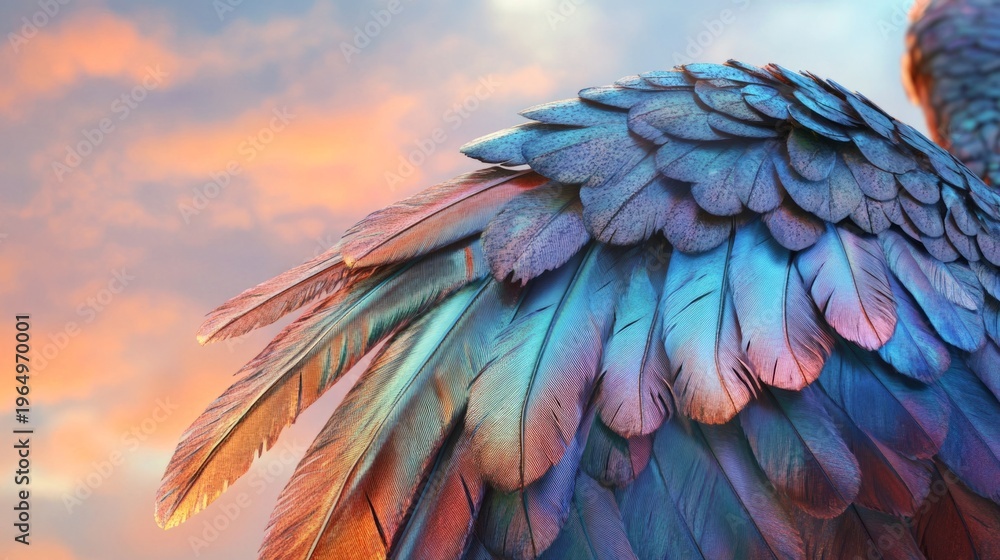 Fototapeta premium archaeopteryx feathers with iridescent tones generative ai