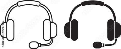 Black and white over ear headphones and in ear earphones side by side