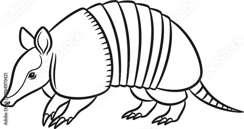 Armadillo Outline Line Art Animal Wildlife Vector Illustration