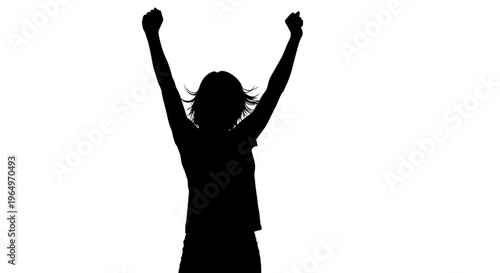 Woman Silhouette with Arms Raised Upwards.