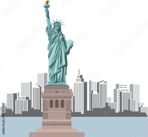自由の女神とビル群のイメージイラスト