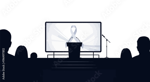 Woman Speaking at Podium on Screen.