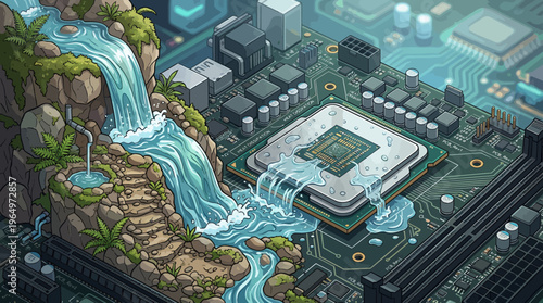 Computer Processor Cooling with Water System, Advanced Technology Concept