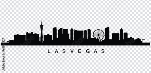 Vector illustration las vegas city skyline silhouette with ferris wheel and iconic buildings