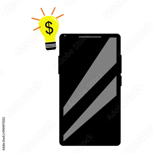 Mobile phone with light bulb idea and dollar icon (1)
