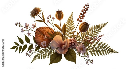 Autumnal Floral Arrangement - Dried Flowers and Foliage.
