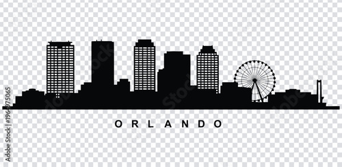 Vector illustration orlando city skyline with ferris wheel silhouette