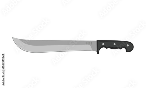 Vector illustration of a large, sharp-edged machete with a sturdy handle, designed for efficient cutting and clearing of dense vegetation in outdoor environments and gardening tasks