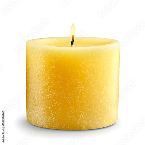 Yellow smooth candle emits warm glow, creating calming atmosphere perfect for relaxation and ambiance