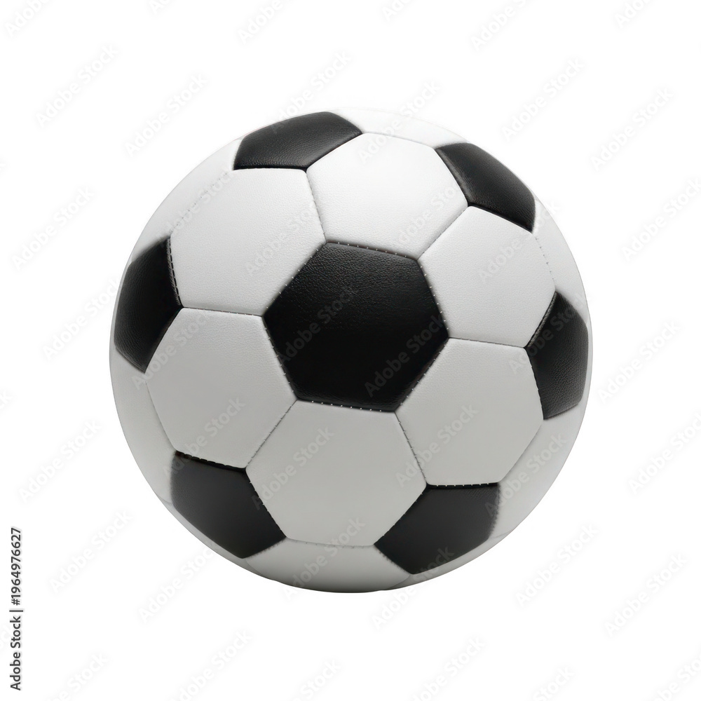 Fototapeta premium Classic black and white soccer ball isolated on transparent background