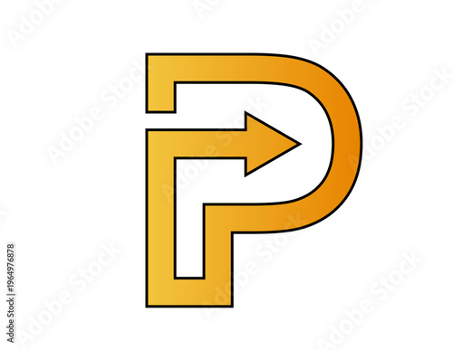 p arrow logo,arrow p logo,P arrow initial logo,p arrow alphabet logo