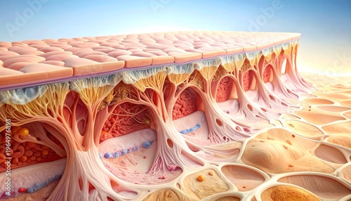 A detailed cross-section illustration of human skin layers