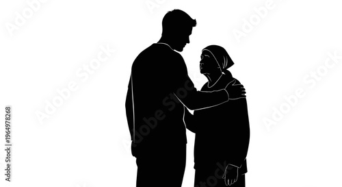 Silhouette of Man and Woman Facing Each Other.