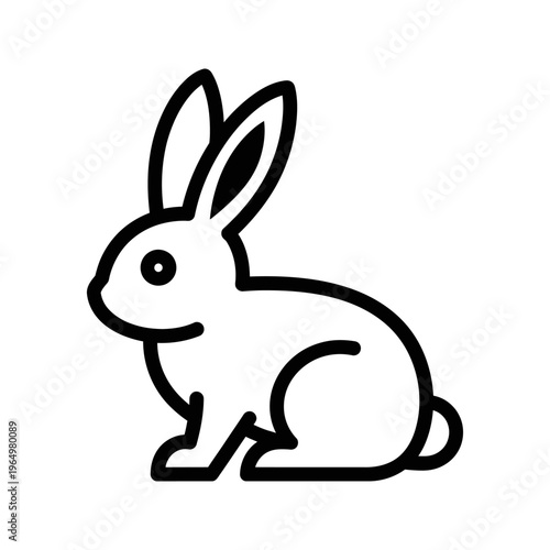 black and white line art rabbit icon