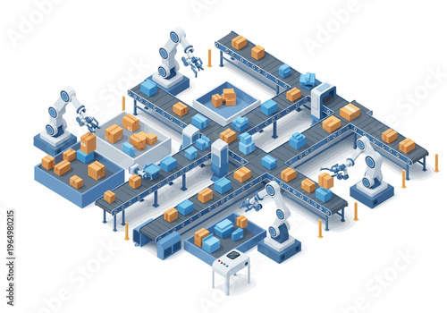 Automated Warehouse and Logistics with Robotic Arms and Conveyor Belts