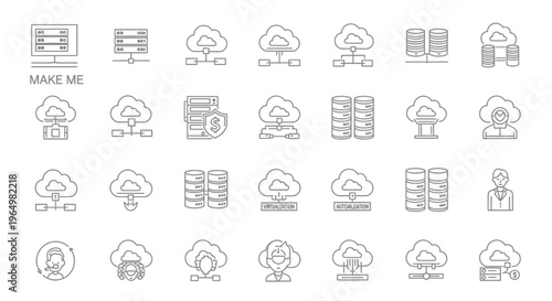 Icons of technology and computing.