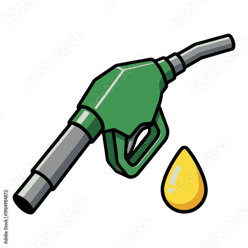 Green Gas Pump Vector Icon with Fuel Drop