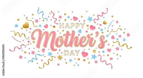 Happy Mother's Day Celebration with Colorful Confetti