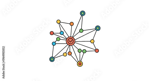 An abstract 3d illustration of a molecular network structure featuring pins and needles connected by spheres to represent a social communication technology symbol