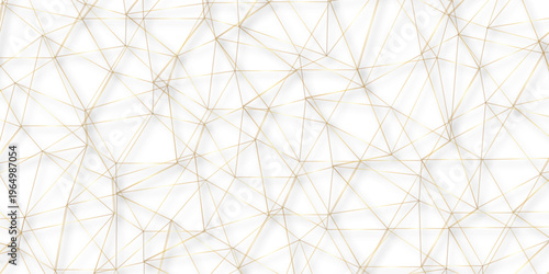 Abstract of simple golden line triangle pattern geometric background. Seamless geometric polygonal repeatable pattern swatch background, Trendy design vector background for web backdrop orpaper print.