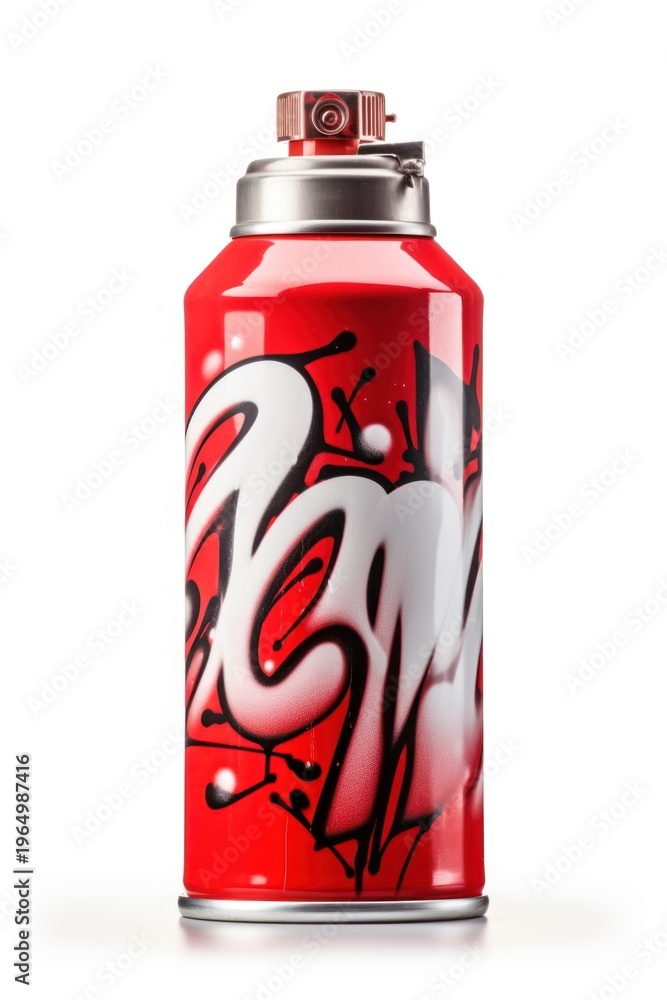 Fototapeta premium Spray Can red white background container.