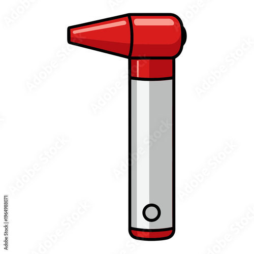 Red and Silver Medical Otoscope Vector Icon
