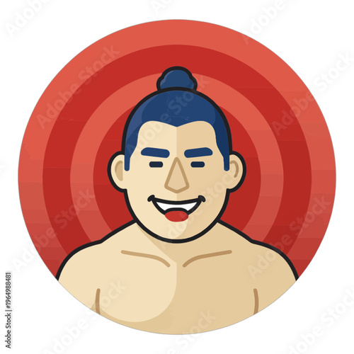 Smiling Sumo Wrestler Vector Icon