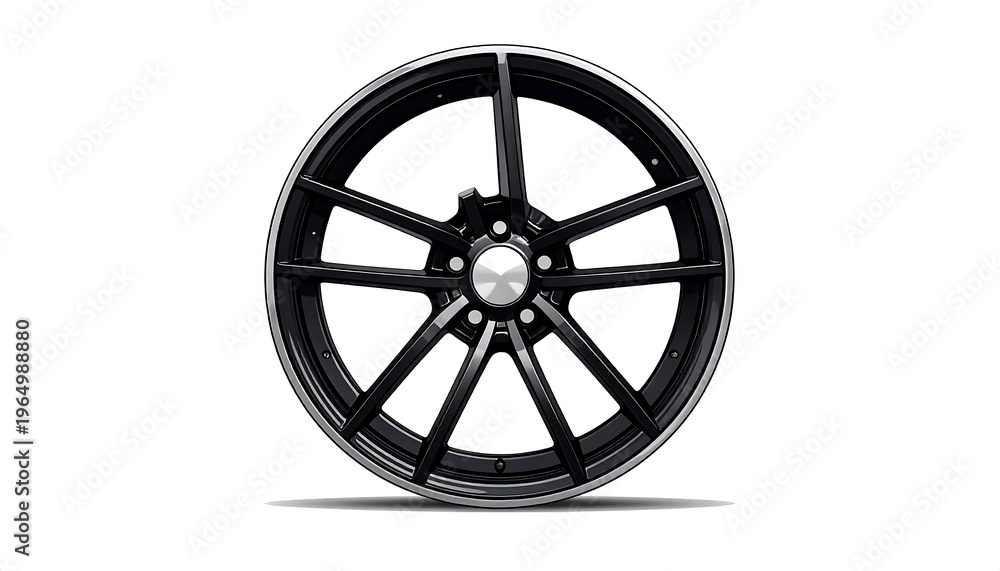 Obraz premium A black car wheel with a sleek, modern design
