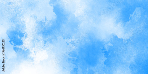 Abstract white and blue isolated cloud cumulus clouds. blue aquarelle painted realistic fog or mist smoky textured canvas design. White and ash messy wall stucco texture background.	