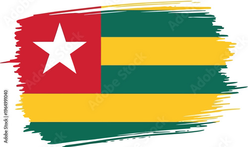 Togo Flag Brush Stroke Design Isolated on White Background for National Celebration and Patriotic Projects