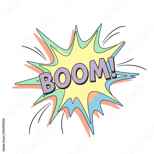 Retro Comic Book Boom Explosion Sound Effect, Pop Art Style