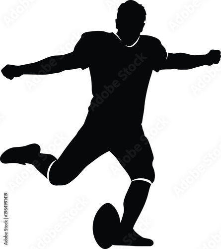 American Football Kicker Silhouette Isolated on White Background for Sports Graphic Design and Logos