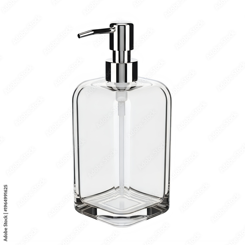 Obraz premium Elegant glass soap dispenser with pump mechanism for bathroom use